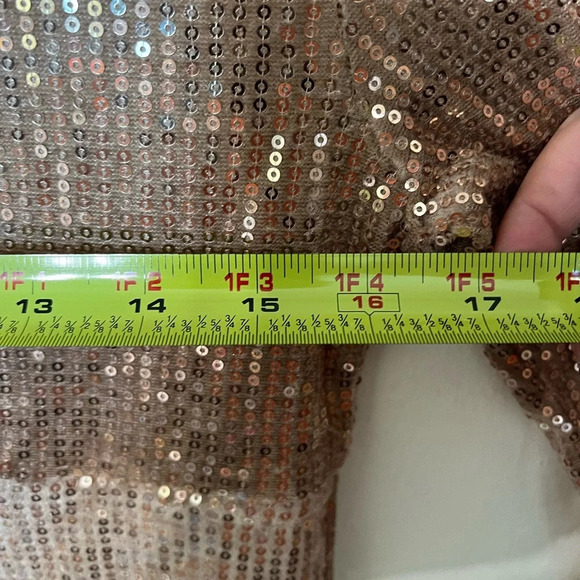Blush Pink Sequin Sparkly Long Sleeve V-Neck Cocktail Dress NWT Size Medium - Picture 4 of 7
